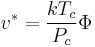 v^*=\frac{kT_c}{P_c}\Phi