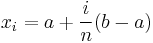 x_i = a %2B \frac{i}{n}(b - a)