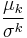 \frac{\mu_k}{\sigma^k}\!