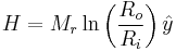 H = M_r\ln\left(\frac{R_o}{R_i}\right)\hat{y}