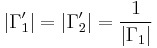 \left| \Gamma_1' \right| = \left| \Gamma_2' \right| = \frac{1}{\left| \Gamma_1 \right|}