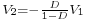 \scriptstyle V_2 = -\frac{D}{1 - D}V_1