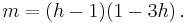  m = (h - 1)  (1 - 3  h) \, .