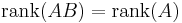 \operatorname{rank}(AB) = \operatorname{rank}(A)