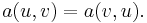 a(u,v) = a(v,u).