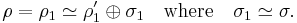 \rho = \rho_1 \simeq \rho_1 ' \oplus \sigma_1 \quad \mbox{where} \quad \sigma_1 \simeq \sigma.