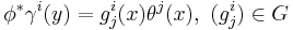 \phi^*\gamma^i(y)=g^i_j(x)\theta^j(x),\ (g^i_j)\in G