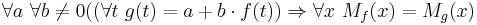 \forall a\ \forall b\ne0 ((\forall t\ g(t)=a%2Bb\cdot f(t)) \Rightarrow \forall x\ M_f (x) = M_g (x)