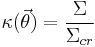  \kappa(\vec{\theta}) =  {\Sigma \over \Sigma_{cr} }