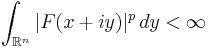 \int_{\mathbb{R}^n} |F(x%2Biy)|^p\, dy < \infty