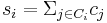 s_i = \Sigma_{j \in C_i}c_j