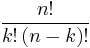 \frac{n!}{k!\,(n-k)!}