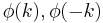 \,\phi(k),\phi(-k)