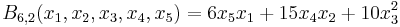 B_{6,2}(x_1,x_2,x_3,x_4,x_5)=6x_5x_1%2B15x_4x_2%2B10x_3^2