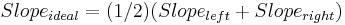 \textstyle Slope_{ideal} = (1/2) (Slope_{left} %2B Slope_{right})