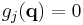 
g_{j}(\mathbf{q}) = 0 
