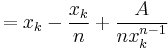  = x_k - \frac{x_k}{n}%2B\frac{A}{n x_k^{n-1}}