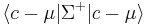 \langle c-\mu|\Sigma^%2B|c-\mu\rangle