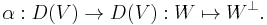 \alpha:D(V)\rightarrow D(V)�:W\mapsto W^{\perp}.