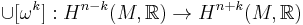 \cup [\omega^k]: H^{n-k}(M, \mathbb R)\to H^{n%2Bk}(M, \mathbb R) 