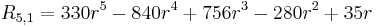 R_{5,1} = 330 r^5-840 r^4%2B756 r^3-280 r^2%2B35 r