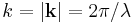 k=|{\mathbf k}| = 2\pi/\lambda