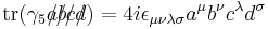 \operatorname{tr}(\gamma_5 a\!\!\!/b\!\!\!/c\!\!\!/d\!\!\!/) = 4 i \epsilon_{\mu \nu \lambda \sigma} a^\mu b^\nu c^\lambda d^\sigma