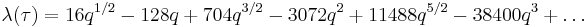  \lambda(\tau) = 16q^{1/2} - 128q %2B 704 q^{3/2} - 3072q^2 %2B 11488q^{5/2} - 38400q^3 %2B \dots