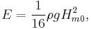 E=\frac{1}{16}\rho g H_{m0}^2,