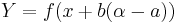  Y = f(x %2B b (\alpha - a)) \ 