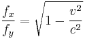 \frac{f_{x}}{f_{y}}=\sqrt{1-\frac{v^{2}}{c^{2}}}