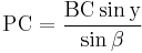 \rm{PC} = \frac{\rm{BC} \sin y}{\sin \beta}