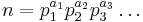 n=p_1^{a_1}p_2^{a_2}p_3^{a_3}\dots