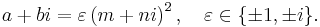 a%2Bbi = \varepsilon\left(m %2B ni \right)^2, \quad \varepsilon\in\{\pm 1, \pm i\}.