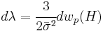 d{\lambda}=\cfrac{3}{2\bar\sigma^2}dw_p(H)