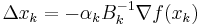 \Delta x_k=- \alpha_k B_k^{-1}\nabla f(x_k)