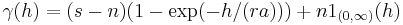 \gamma(h)=(s-n)(1-\exp(-h/(ra)))%2Bn 1_{(0,\infty)}(h)