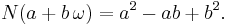 N(a %2B b\,\omega) = a^2 - a b %2B b^2.  \,\!