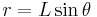 r = L \sin \theta \,