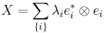 X=\sum_{\{i\}} \lambda_i e^*_i \otimes e_i