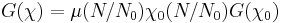 G(\chi)=\mu(N/N_0)\chi_0(N/N_0)G(\chi_0)~