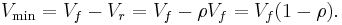 V_\min = V_f - V_r = V_f - \rho V_f = V_f ( 1 - \rho).\,