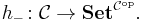 h_{-}\colon \mathcal C \to \mathbf{Set}^{\mathcal C^{\mathrm{op}}}.