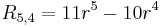 R_{5,4} = 11 r^5-10 r^4