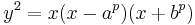 y^2 = x(x - a^p)(x %2B b^p)\,