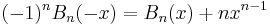 (-1)^n B_n(-x) = B_n(x) %2B nx^{n-1}\,