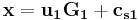 \mathbf{x=u_1G_1%2Bc_{s1}}