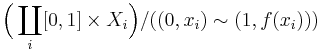 \Bigl(\coprod_i [0,1] \times X_i\Bigr) / ((0,x_i) \sim (1,f(x_i)))