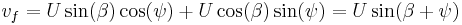 v_f=U\sin(\beta)\cos(\psi)%2BU\cos(\beta)\sin(\psi)=U\sin(\beta%2B\psi)