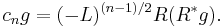 c_n g = (-L)^{(n-1)/2}R(R^*g).\,